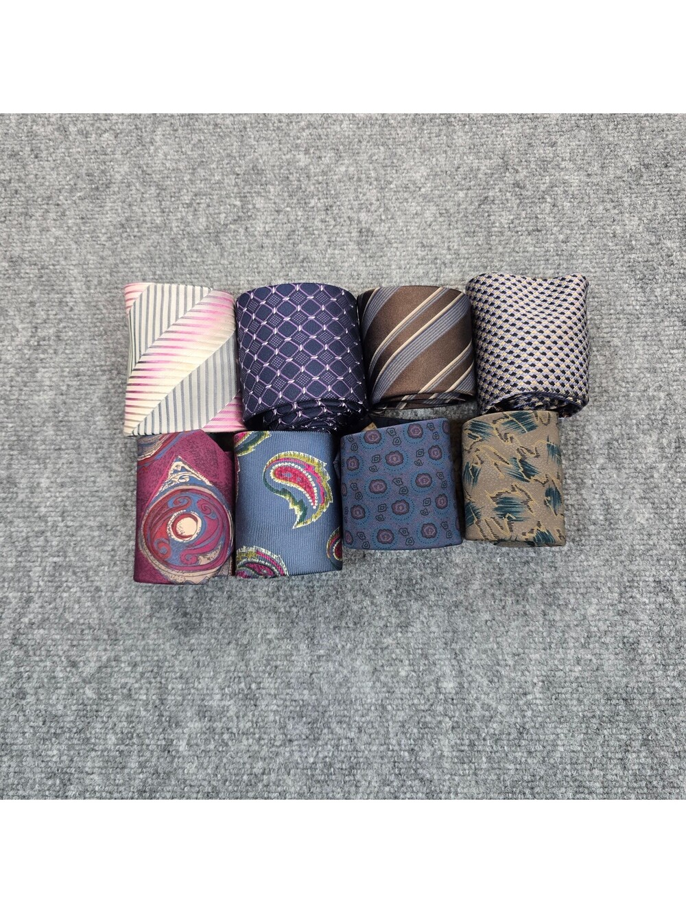 8 Silk Neckties Lot Saks Fifth Avenue Geoffrey Beene Paisley Stripe 56.5–60